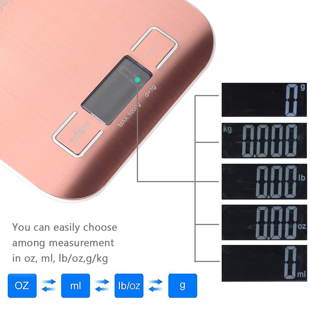 Digital Food Kitchen Scale, Multifunction Scale Measures in Grams and Ounces, for Baking and Cooking