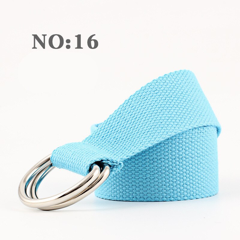 Frauen Neue Doppel Ring Leinwand Gürtel Streifen einfarbig Teenager Junge Mädchen Studenten Jeans Gürtel Lässig Band 125cm: Nein.16