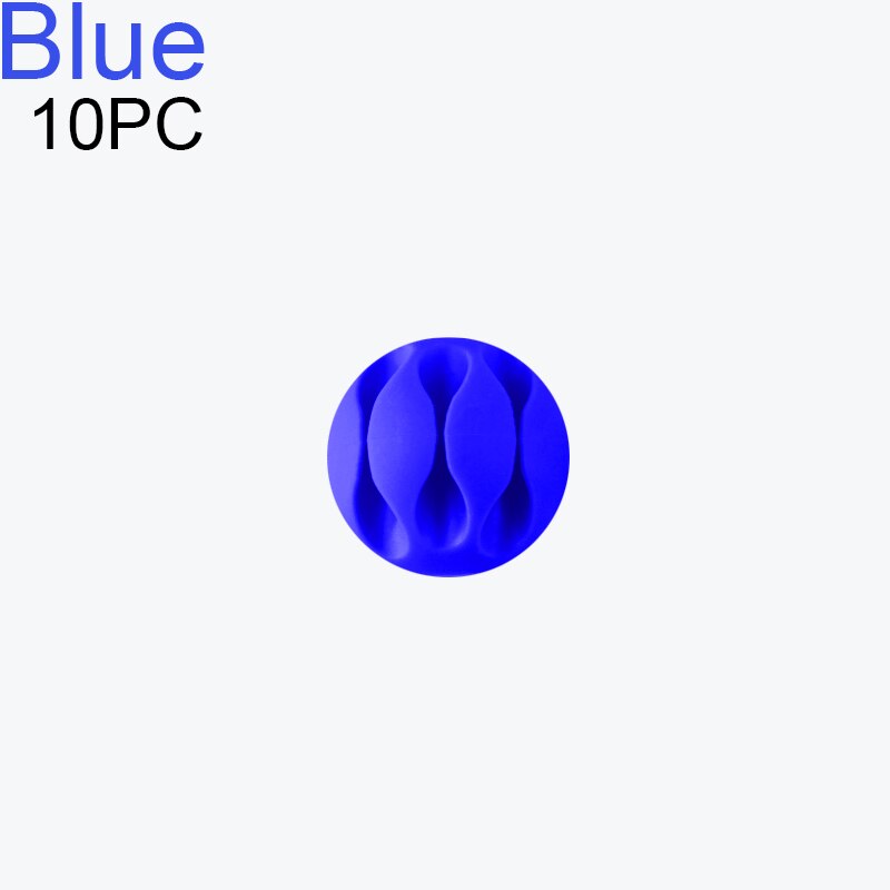 Leuke Telefoon Kabel Organizer Computer Netsnoer Houder Muis Draad Clips Siliconen Kabels Protector Datalijn Bureau Kabelmanagement: 10PCS Blue 3 Holes
