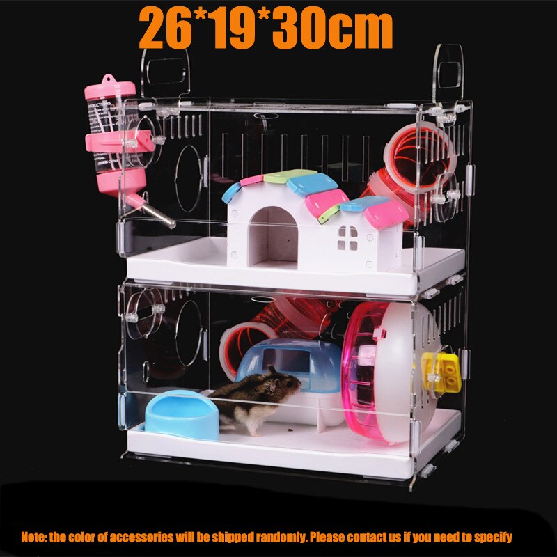 Transparent acrylique Hamster maison petite Cage pour animaux de compagnie surdimensionné Villa cobaye base Cage jouet fournitures paquet nid avec le tuyau: K
