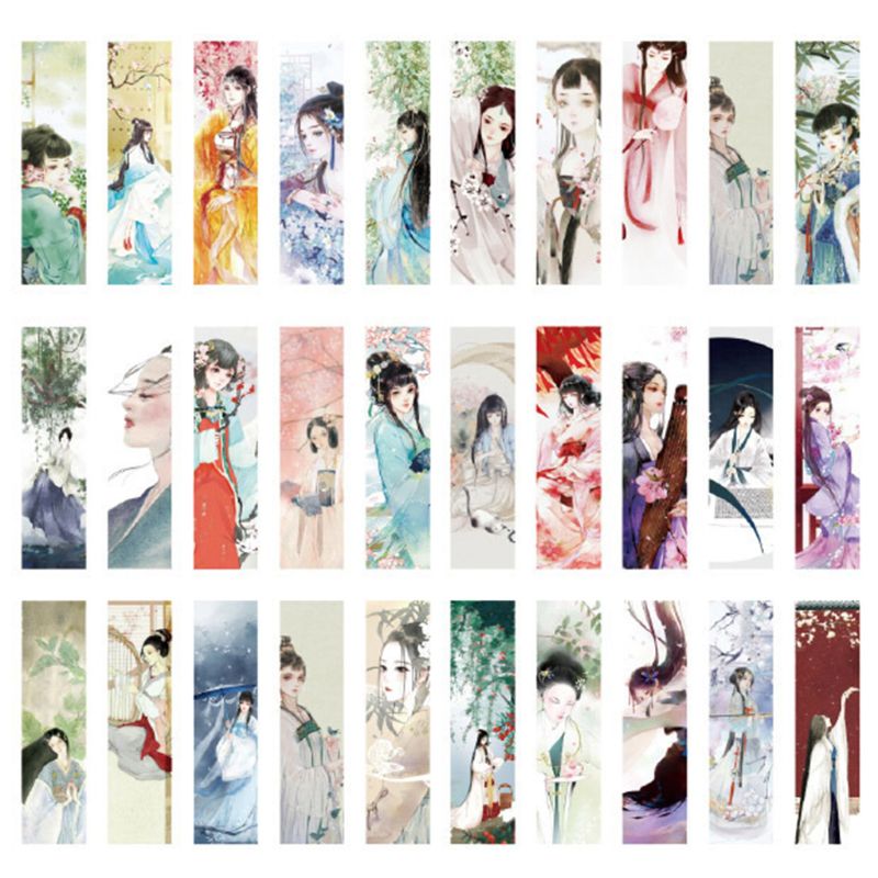 30pcs Beautiful Girl Bookmarks Paper Page Notes Label Message Card Book Marker School Supplies Stationery