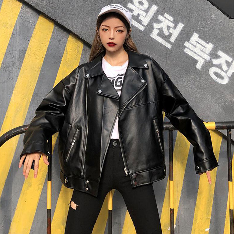 Oversized Coat Women Faux Leather Jacket Autumn Loose Biker Motorcycle Jackets Female Punk Streetwear Womens Jacket