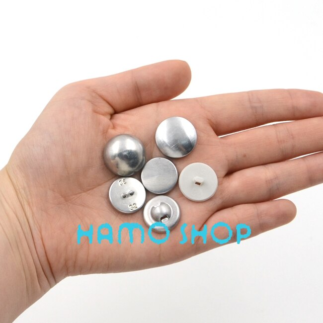 100 sets/partij #32 Aluminium Ronde Weefsel Bedekt Doek Knop Cover Metalen Brood Vorm Voor Handgemaakte DIY