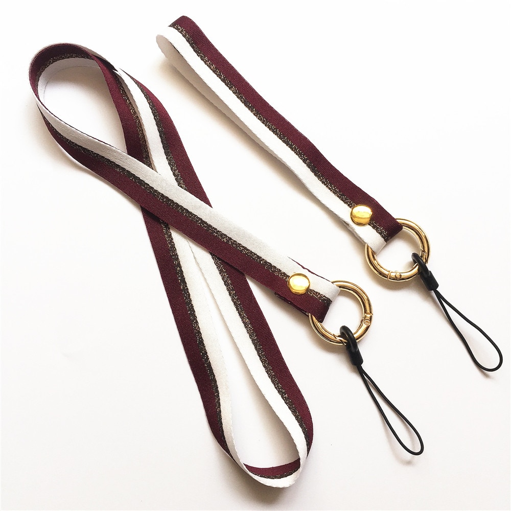 2 stk håndlavet stof nøglering til kvinder og piger med gylden rund clips og snor til at fastgøre nøgler og mobiltelefoner