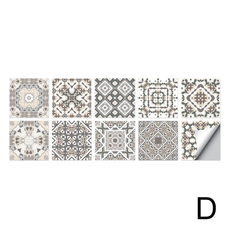Kitchen Oil-proof Stickers Bathroom Waterproof Stickers Tile Visual Sticker Geometric Tiles Texture Hard Wall Decorative 3d S0R7: D / L