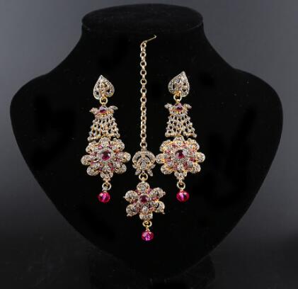 13 Kleuren Etnische Indiase Saree Dansen Oorbellen Voor Vrouwen Wenkbrauwen Indische Kleding Accessoire Party: A