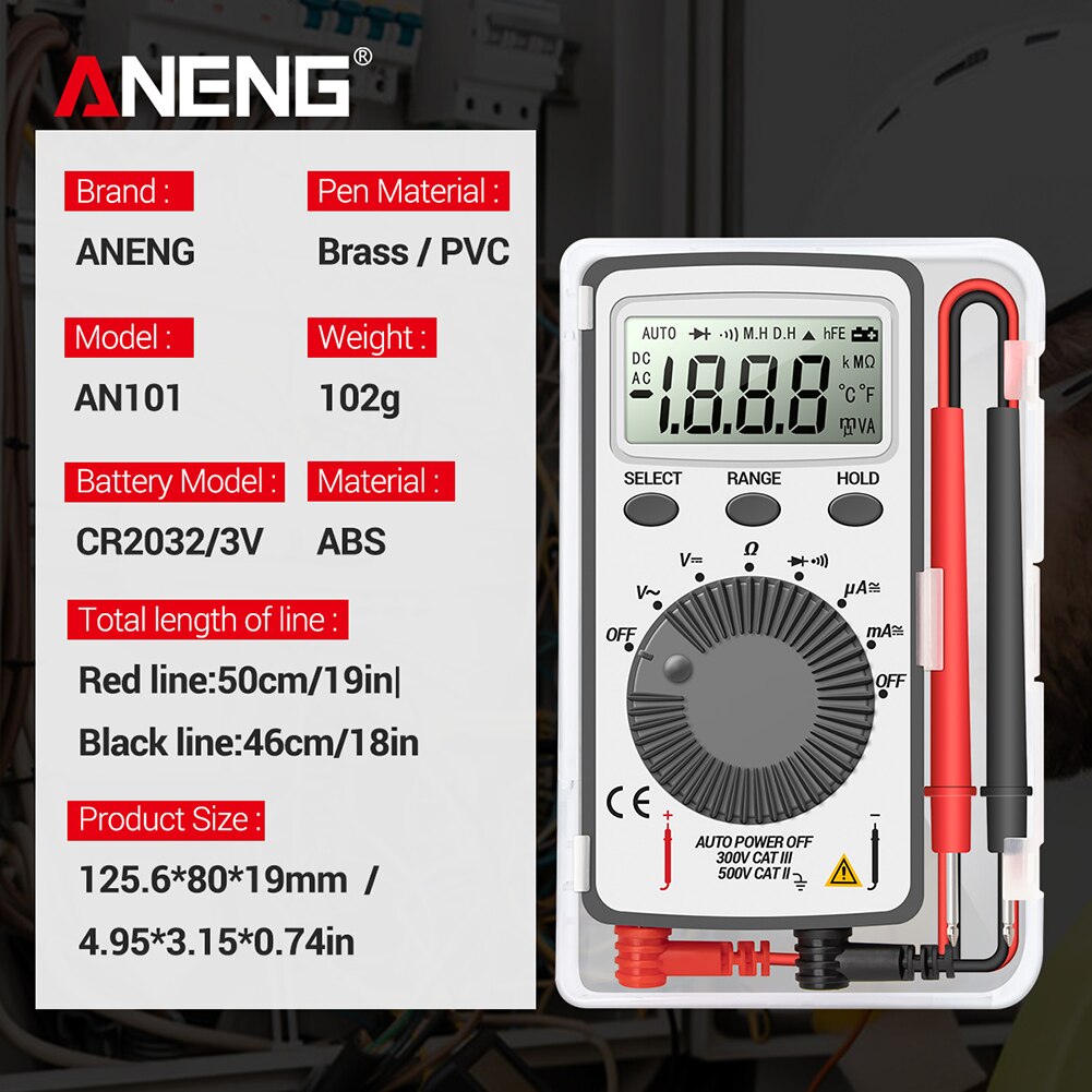 AC/DC LCD Digital Backlight Multimeter Manual Voltmeter Ammeter Ohm Tester Portable Electrical Instrument Test Tools