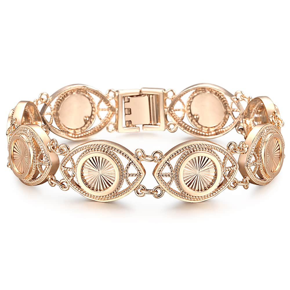 585 Rose Gouden Armband Armband Voor Vrouwen Uitsnede Gesneden Bloemen Wijnstok Ovale Polsband Sieraden Vriendschap CB19: CB15