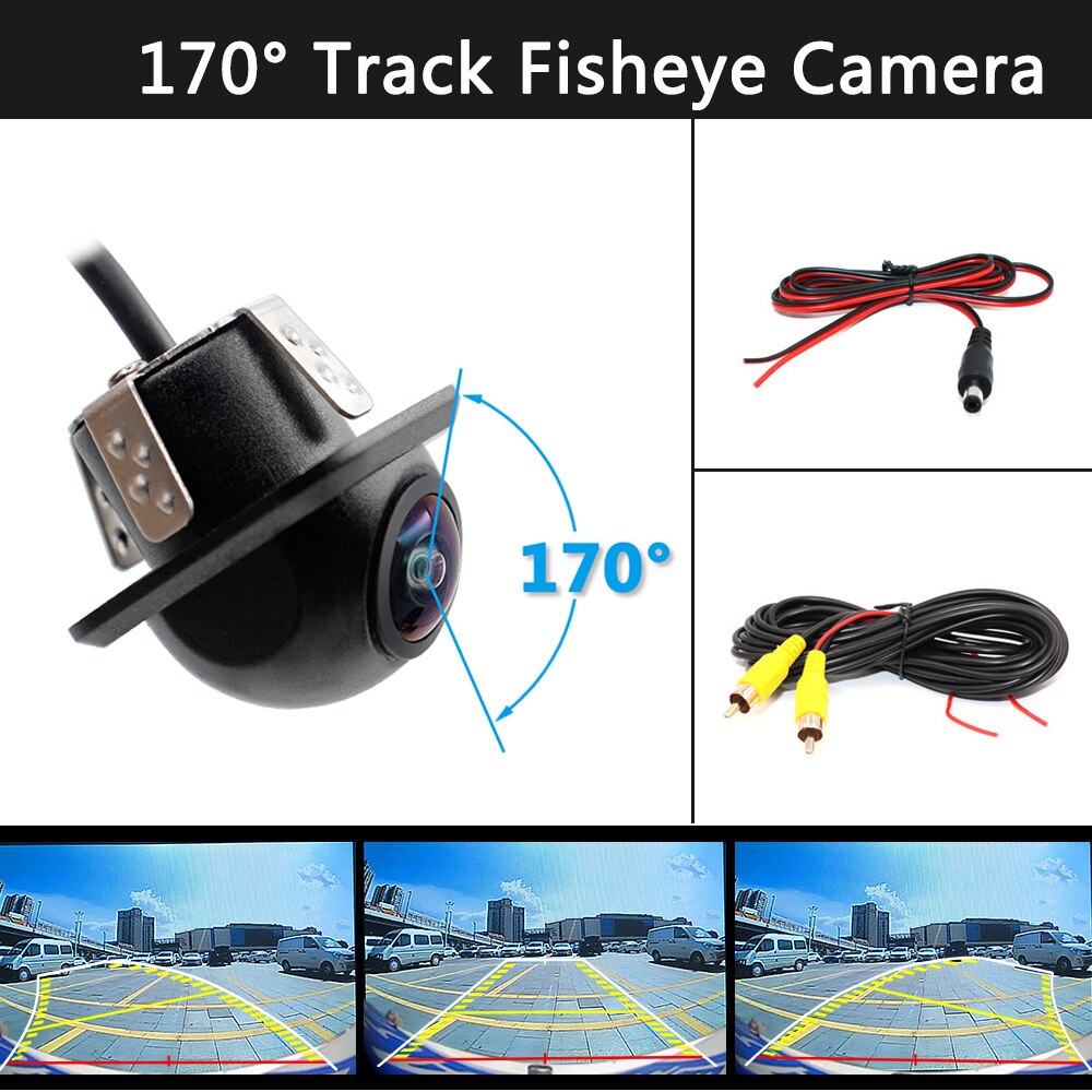 170 Fisheye Lens Intelligent Universal Vehicle Backup Camera Car Rear View Reverse Trajectory Camera with Dynamic Guide Line HD: Silver