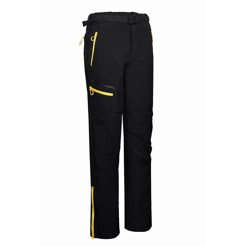 Men‘s Soft shell pants outdoor windproof waterproof Hiking pants thermal fleece Lined softshell pants Mountaineering trousers: Yellow / L