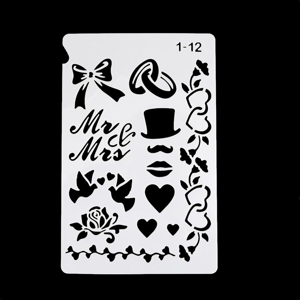 12 DIY Malerei Vorlage Hohl Graphics Home Wand Malerei Dekoration Sammelalbum Album Tagebuch Zeichnung Präge Schablonen: 1-12