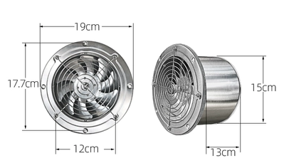 Stainless Steel Silent Fan Exhaust Fan Pipeline Exhaust Fan Ventilator High-Speed Kitchen Strong Smoke Exhaust Fan Kitchen: Light Grey