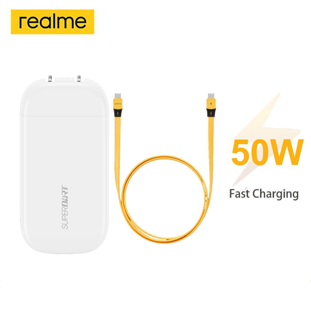 Szybka ładowarka Realme Superdart 50W z kablem type-c Qc Pd Pps Supervooc lekka dla Realme 8 Pro 7 Pro GT GT Master Edition