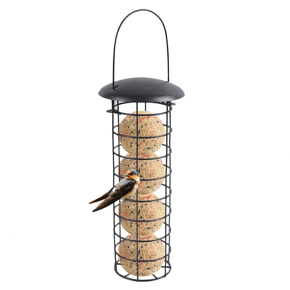 Waterproof Hanging Bird Feeder Iron Cover Bottom Wild Bird Feeder Black Outdoor Bird Food Dispenser Seed Peanut Food Container: Yellow