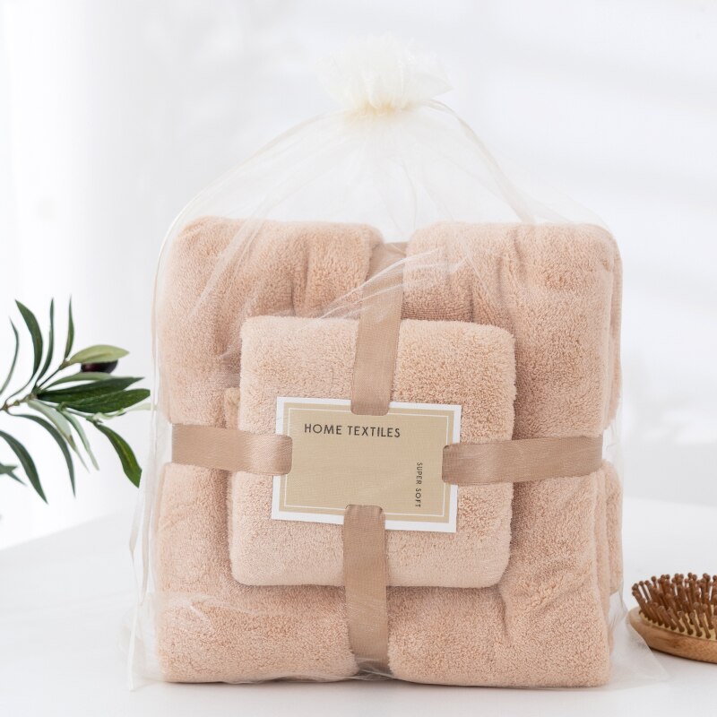 Microfiber Handdoek Set Coral Fleece Absorberende Haar Zwemmen Gezicht Hand Badhanddoek Sets Microvezel Badkamer Handdoeken Sets: Donker Kaki