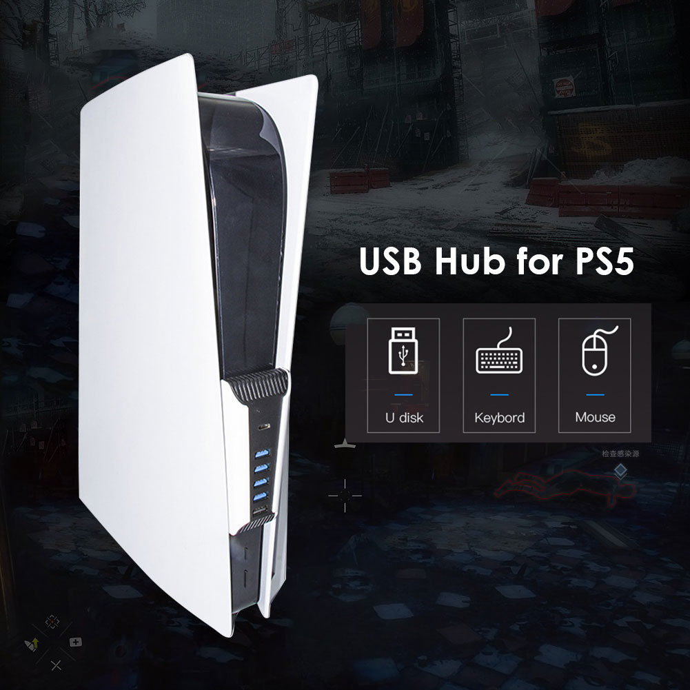 Voor PS5 Usb Hub Adapter 6 Poorten USB3.0 Splitter Expander High Speed Adapter 1 Tot 5 Multi Poorten Voor P5 host Plug En Play Console