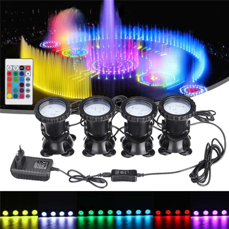 1 Set 4 Licht Waterdicht 24 Rgb Led Onderwater Spot Light 16 Kleur 4 Modi Voor Zwembad Fonteinen Vijver water Tuin