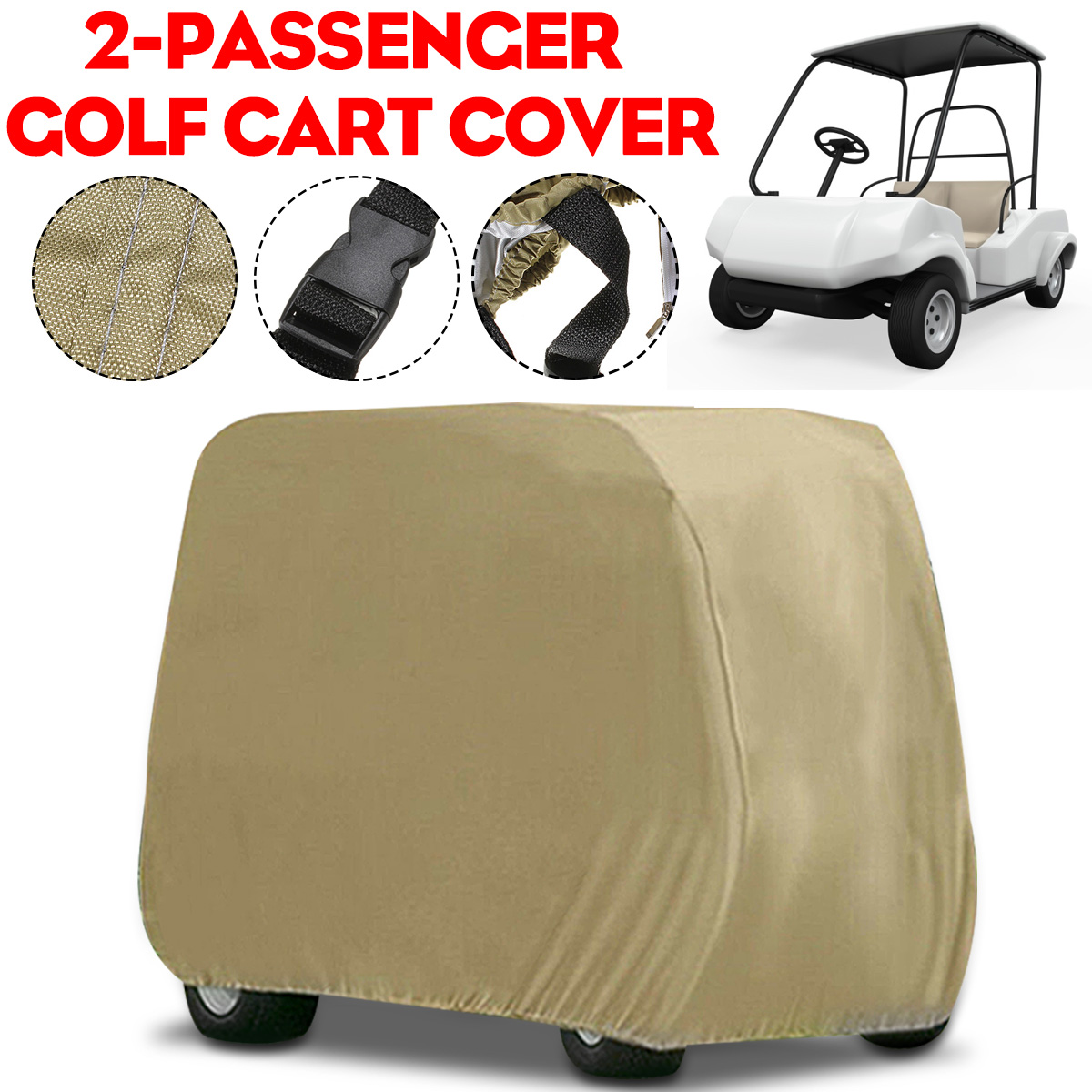 95 "X 48" X 66 "Waterdichte Golfkar Cover 2 Passagiers Golfkar Bescherm Cover Uv-bestendig sunshide Regenhoes