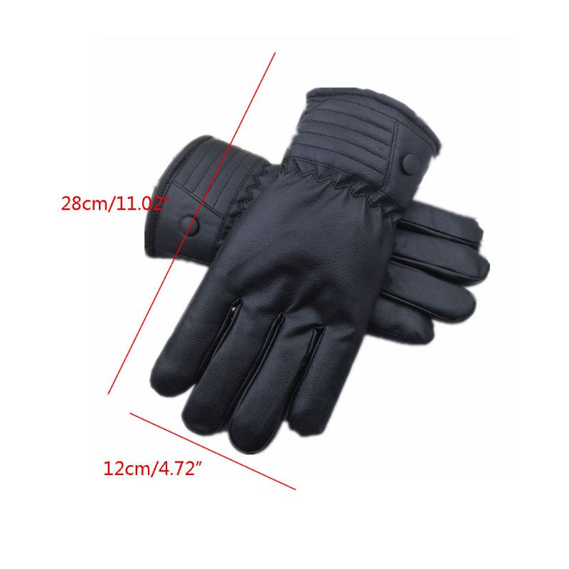 KLV Degli Uomini di Guanti di pelle di Pecora Guanto di Cuoio Per Gli Uomini di Inverno All'aperto Caldo Ispessimento Della Rappezzatura Termico Guanti