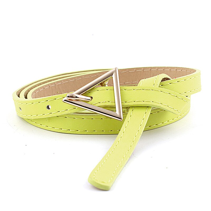 Persoonlijkheid Vrouwen Lederen Dunne Riem Metalen Driehoek Pin Gesp Taille Riemen Mode Dames Jurk Jeans Tailleband: Green