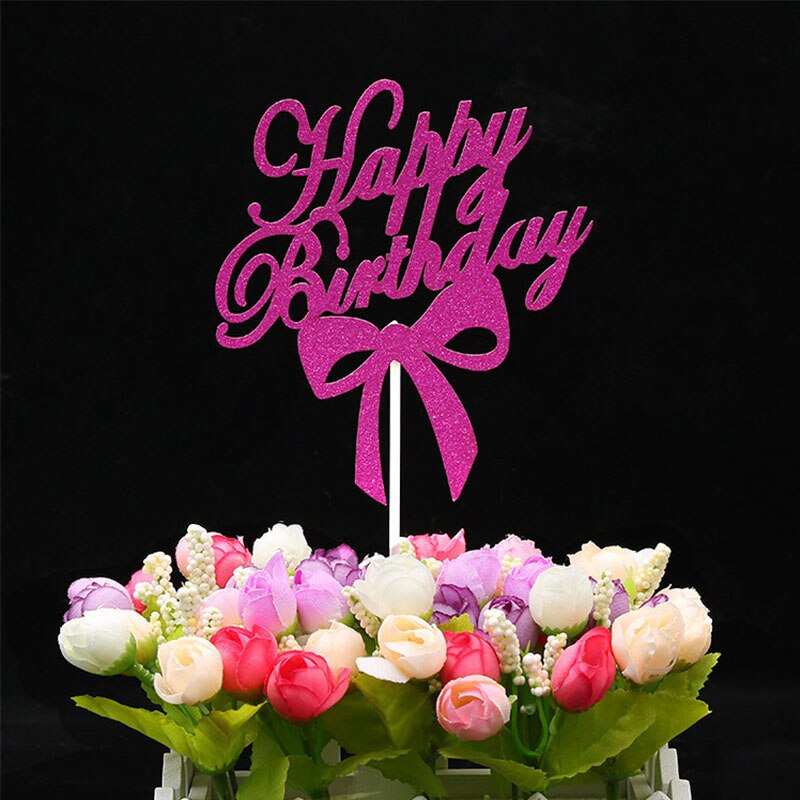 diversa brillante Feliz cumpleaños 1 pieza acrílico dorado plateado Flash Cake Topper Insertar tarjeta para pastel decoración para de cumpleaños