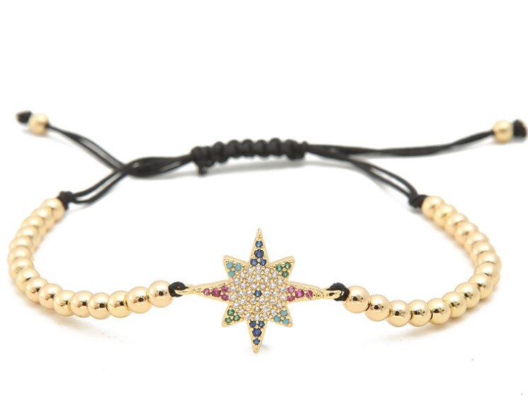 Goud zilver micro pave cz Zirconia touw aangepast Koperen Kralen Armband th42 snowflake Charm Gevlochten Armbanden Vrouwen: 1