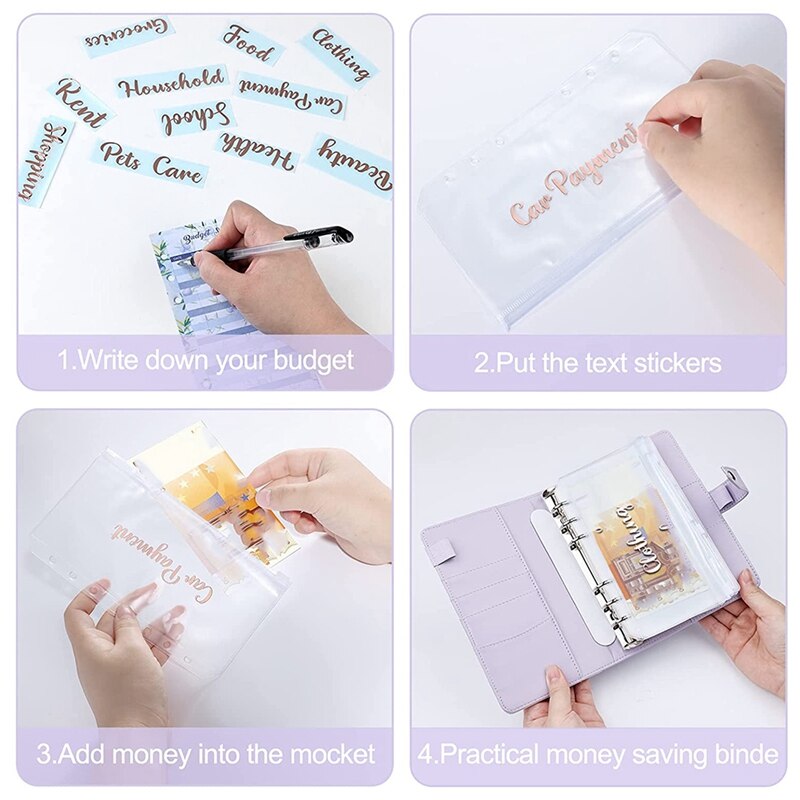 6 Holes Loose-Leaf Notebook, A6 Binder Budget Notebook Ring Binder Binder for Schools, Offices, Travel and Families