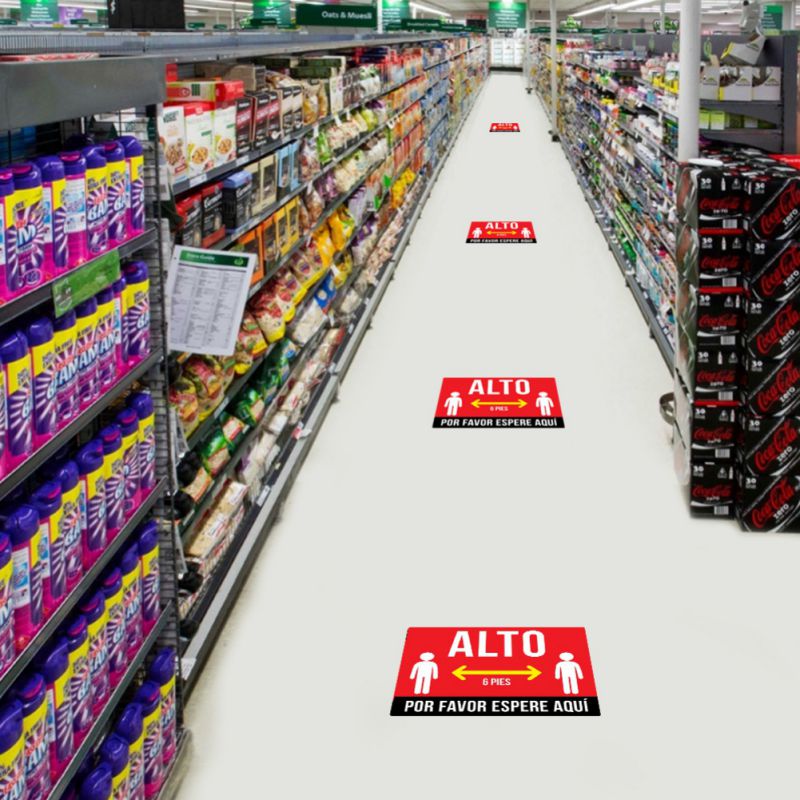 5pack45 * 30cm Social Isolation Floor Decals-safety Floor Sign Mark-keep 6 Feet Away-non-slip Stickers-A4