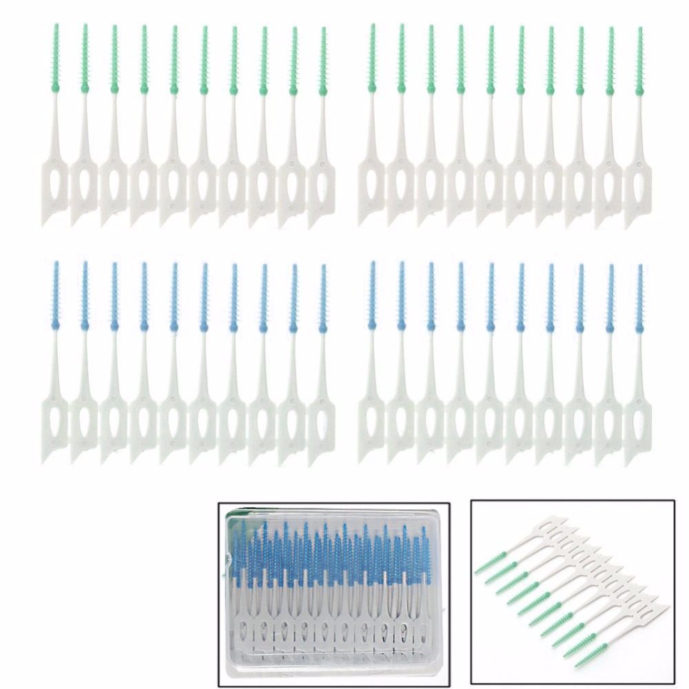Soft Clean Between Interdental Floss Brushes Random Color Oral Care Tool 40 PCS/Pack Elastic Massage Gums Toothpick Pro