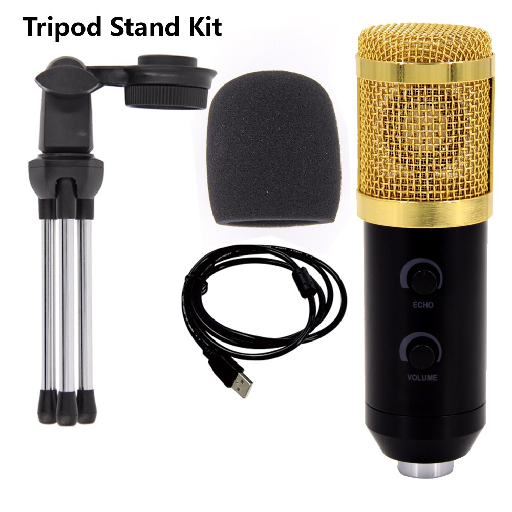 Darmowa wysyłka, MADON BM-800 USB profesjonalny kondensator dźwięku nagrywania studyjnego mikrofon na PC i legtop: złoto statyw