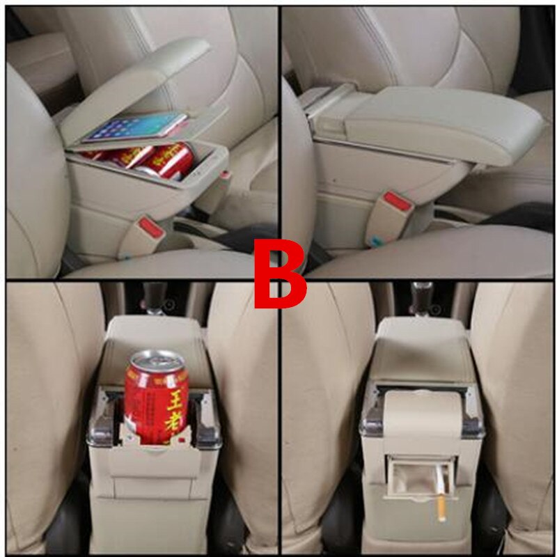 Voor Ford Focus 2 Armsteun Doos Centrale Winkel Inhoud Opbergdoos Ford Focus Armsteun Doos Met Bekerhouder Asbak Usb interface: B style Beige