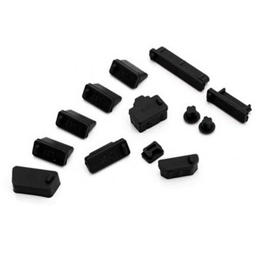 Juego de 13 unids/set de tapones antipolvo universales para ordenador portátil, protectores de silicona antipolvo para puertos: Negro