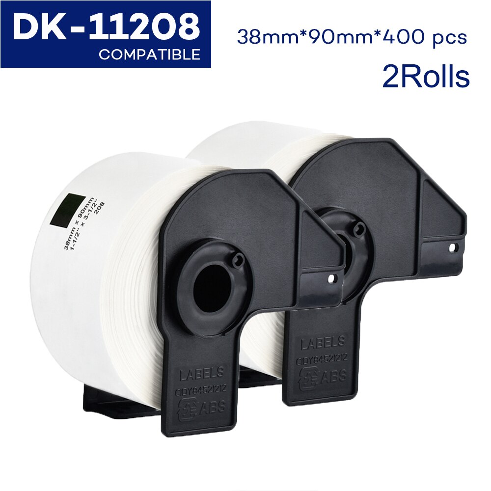 2 etykiety rolkowe kompatybilne z drukarką termiczną Brother QL570 DK 22205 DK11209 DK22205 ciągłe i wycinane standardowe etykiety adresowe: 2Rolls DK-11208