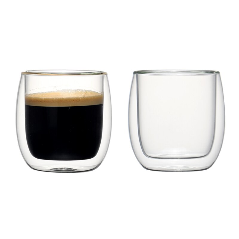 Set Van 2 Dubbele Muur Koffie Cup Hittebestendig Borosilicaatglas Bekers Voor Koffie Thee Dranken Ijs 300ml/10 Oz