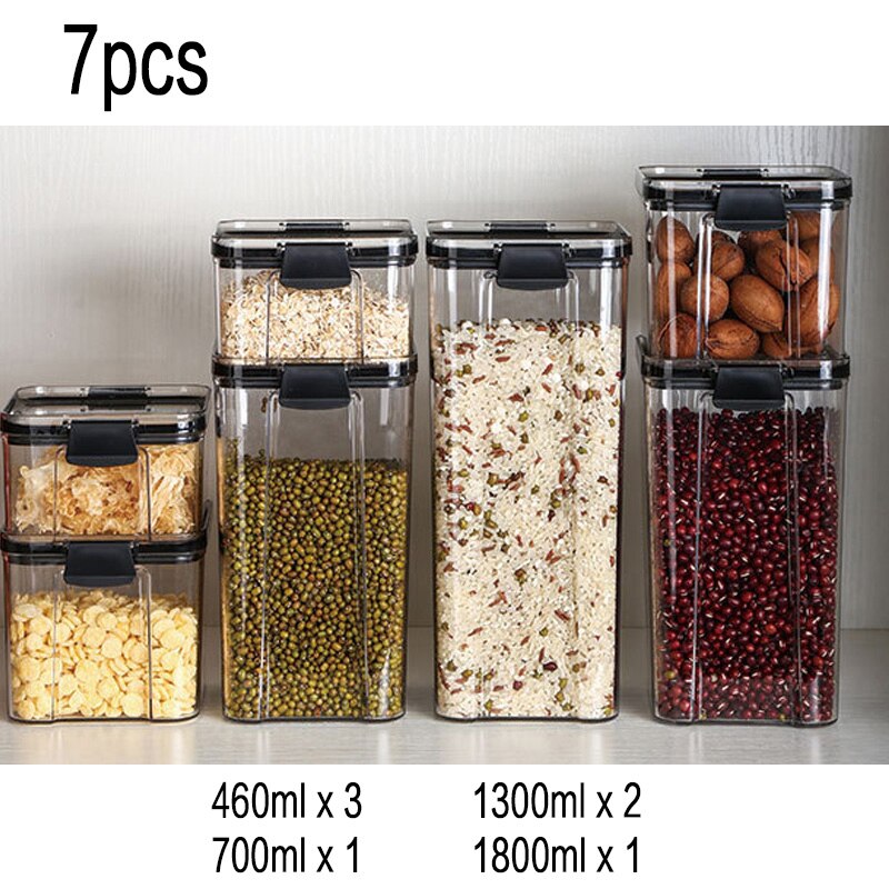 Airtight Food Container Platic Container That Can Be Stacked Kitchen Storage Container Food Storage Canister Set Kitchen Items: DIY C 7Pcs