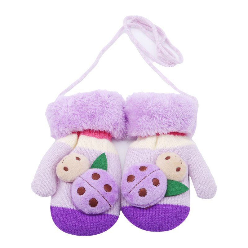 Animale del fumetto Guanti di Inverno Del bambino Bambini Addensare Guanti Caldi Carino Coccinella Lavorato A Maglia Delle Ragazze Dei Ragazzi Guanti Per 4-7 Anni