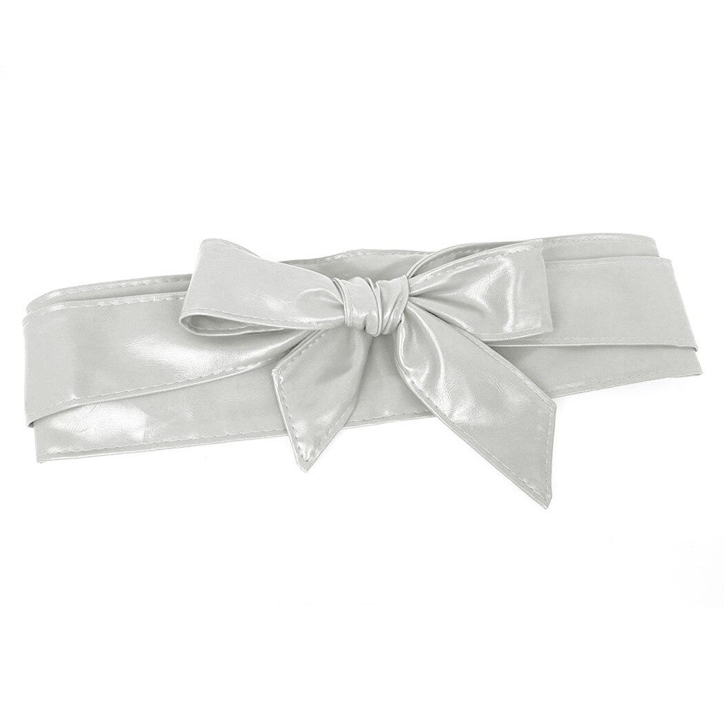 Neue Frauen Leder Gürtel Bowknot Binden Breiten Gürtel Bund Elegante Damen Silber wickeln Um Riegel Korsett schnallen Taille Gürtel: Weiß