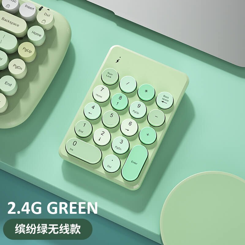 Wireless Numeric Keyboard Bluetooth Keypad Mini Numpad Mix Color Candy Protable For Laptop PC Computer Windows Teclados: 2.4G GREEN