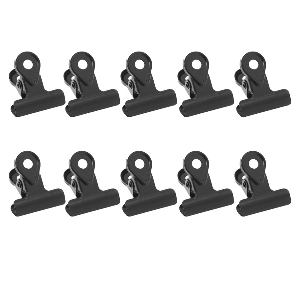 10PCS Metal Binder Clips Plating Paper Clamp Hinge Clips Copper Paper Clips - 20mm (Black)