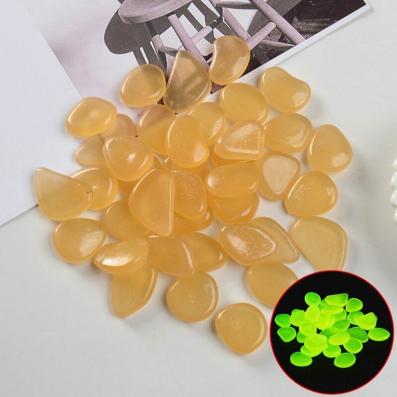 Pierres de gravier décoratives pour aquarium, 50 pièces, Style Chic, brille dans la nuit, rochers de jardin, pour allée, cour, bricolage: Orange