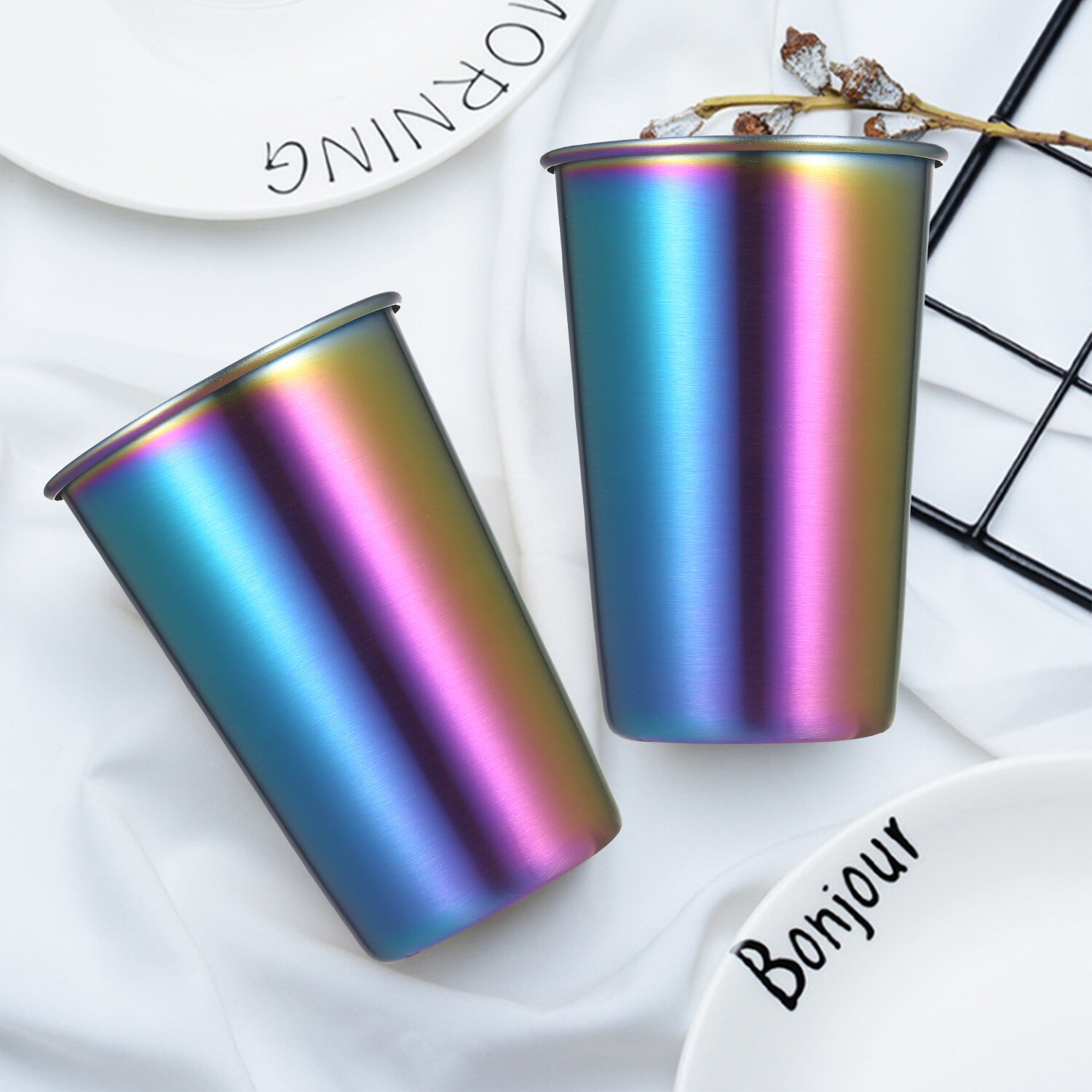 Tasse à café en acier inoxydable de 100ML, pour Bar, fête, en métal coloré, à large bouche, résistante au froid et à la chaleur