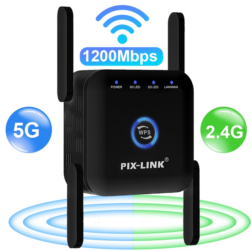 5G Wifi Repeater Wifi Signaal Versterker 5 Ghz Wireless Network Wifi Router 1200M Access Point Lange Range Extender wi-fi Booster: EU Plug / 5G 1200M Black