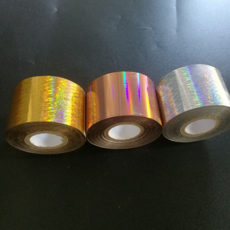 120m/ rull holo overføringsfolie neglekunst holografiske klistremerker 3 farger tilgjengelig for negler folie gjør det selv skjønnhet nail wraps 1 rull