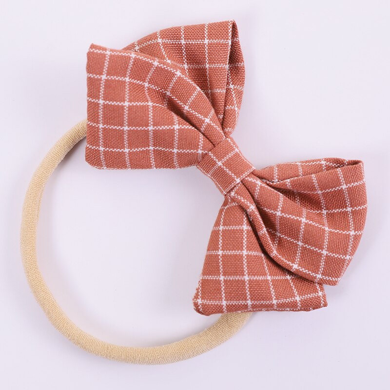 Nette Plaid Nylon Baby Stirnbänder Für Mädchen Baumwolle Leinen Bogen Handgemachte Elastische Knoten Baby Hairband Stirnband Neugeborenen Haar Zubehör: 3