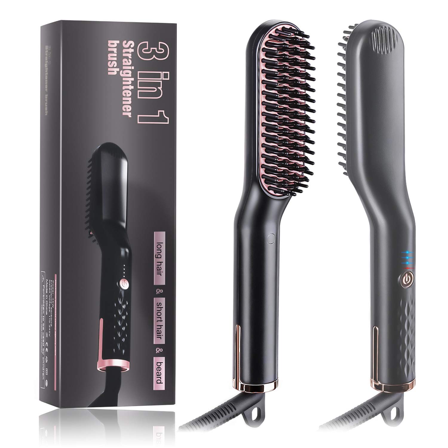 Brosse lisseur pour barbe et cheveux, peigne électrique multifonctionnel pour homme et femme, brosse lissante pour barbe