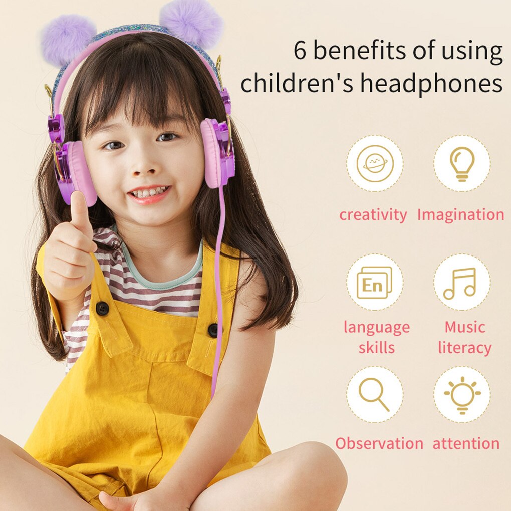Children Headset Cartoon Wired 3.5mm Kids Headphone Portable Adjustable Headphone for Phone Computer Laptop