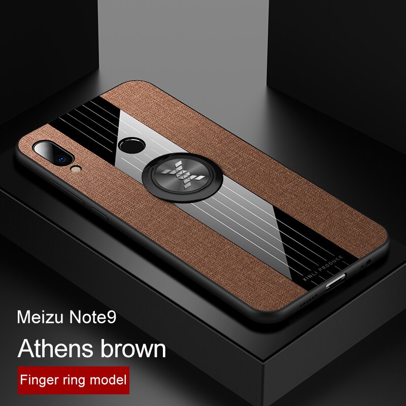 For Meizu Note 9 8 Case Magnetic Ring Holder Hard Cover Soft Silicone Frame Shell On Meizu Note9 Note8 Phone Cases: For Meizu note 9 / Brown Case With Ring