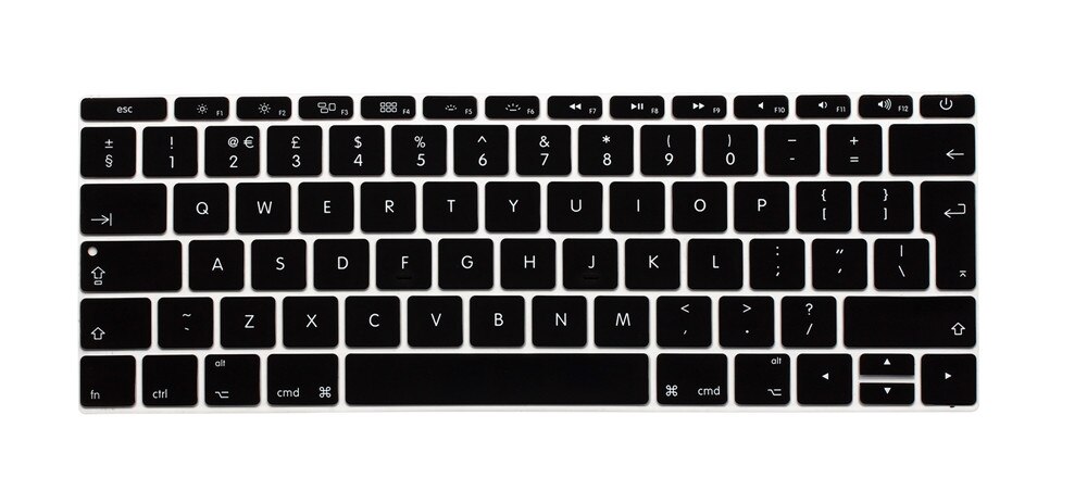 For Macbook Pro 13 with Touch Bar.10 release Model:A1706) European EU/UK EURO English Silicone Keyboard cover Film: Black