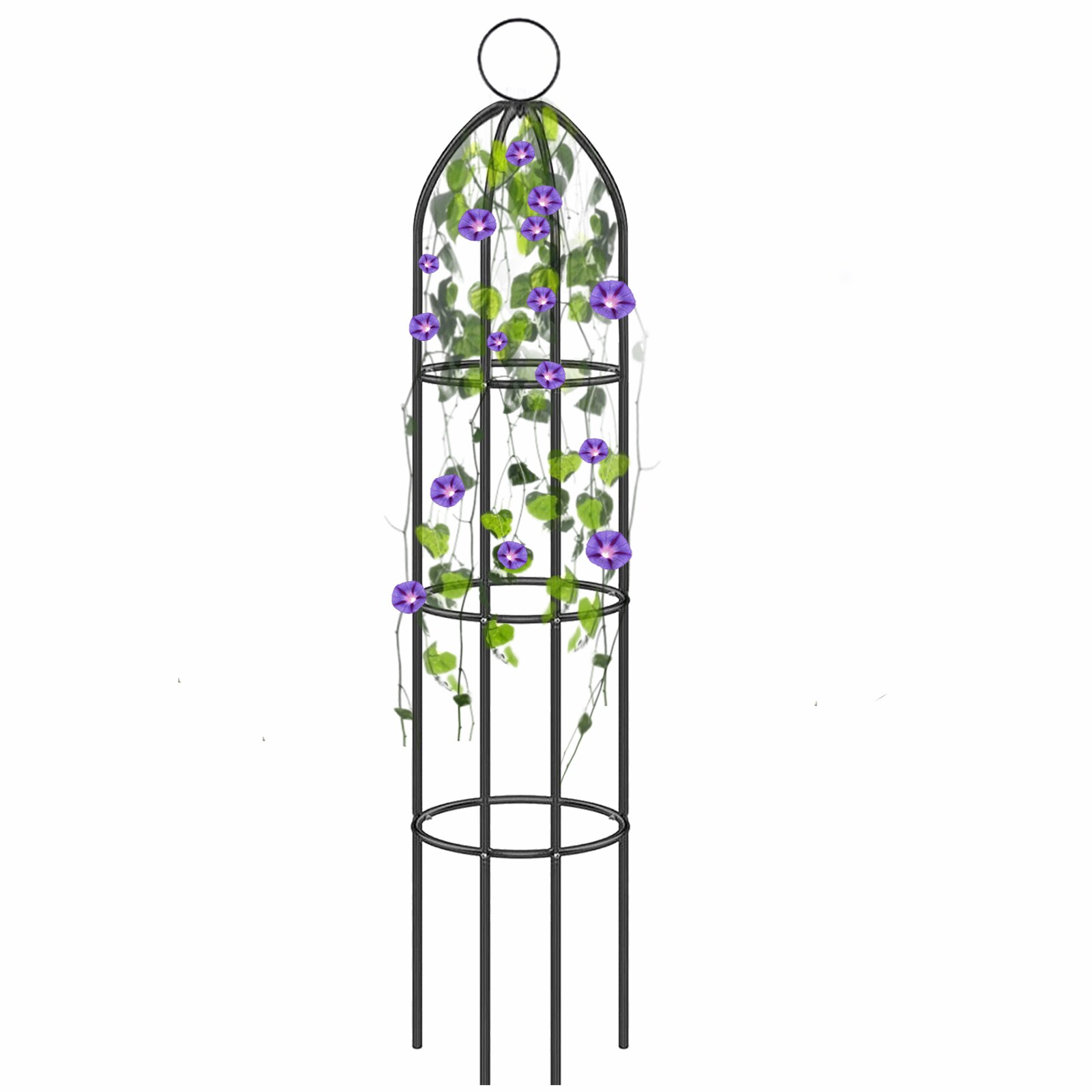 Estante de hierro desmontable para plantas trepadoras, marco de soporte para cultivo de flores y verduras, enrejado para jardín al aire libre, decoración de jardín: 149cm balck
