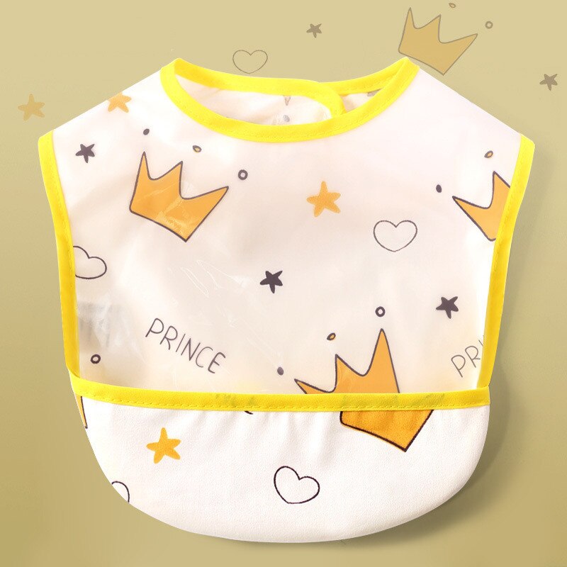 Babero de bebé de dibujos animados a prueba de agua para recién nacido, babero de manga corta con revestimiento de EVA, para alimentación de comida, toalla de Saliva: Crown